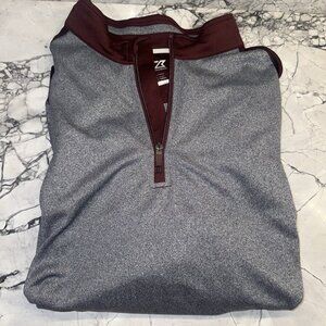 Cutter & Buck Men’s 2XL Dry Tec Pullover Quarter Zip Maroon Gray Excellent